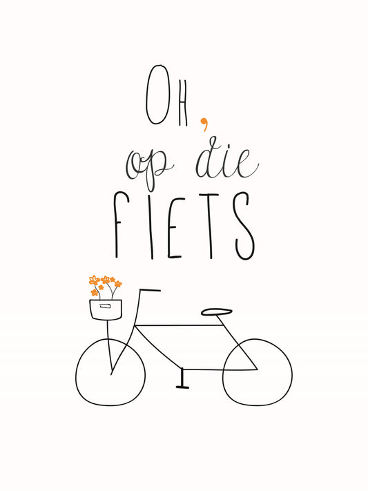 Op die fiets! (wit) Poster